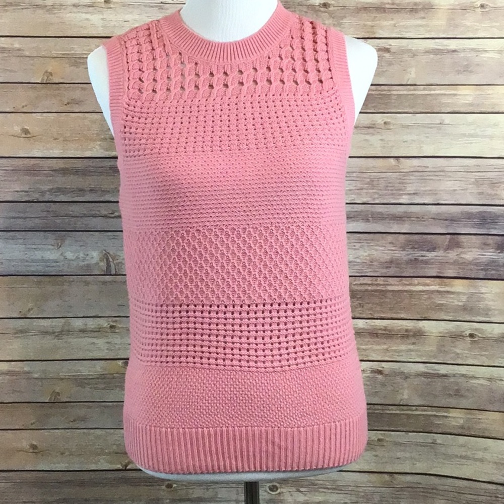 LOFT Pink Sleeveless Knit Shell Sweater